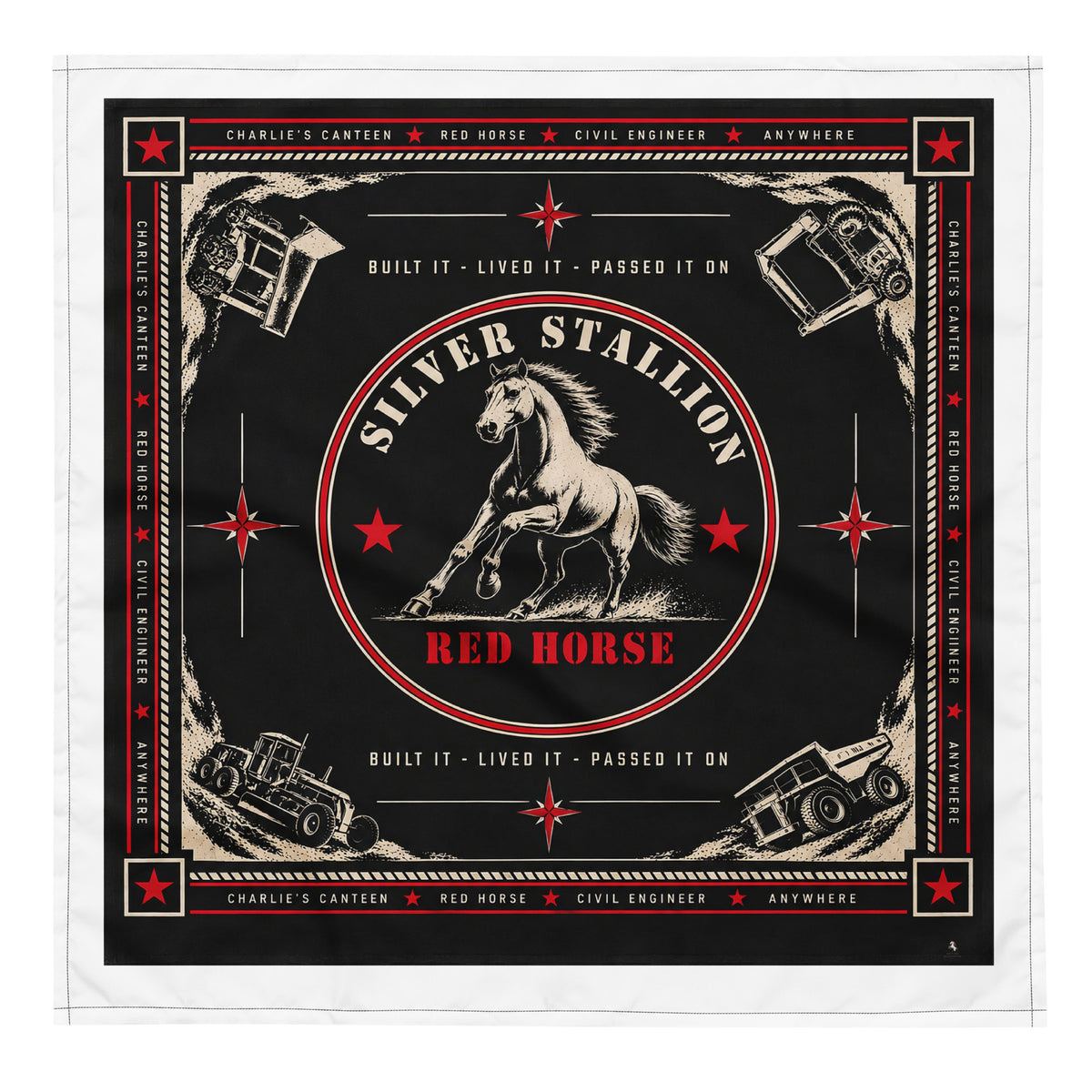 Silver Stallion RED HORSE Bandana product mockup