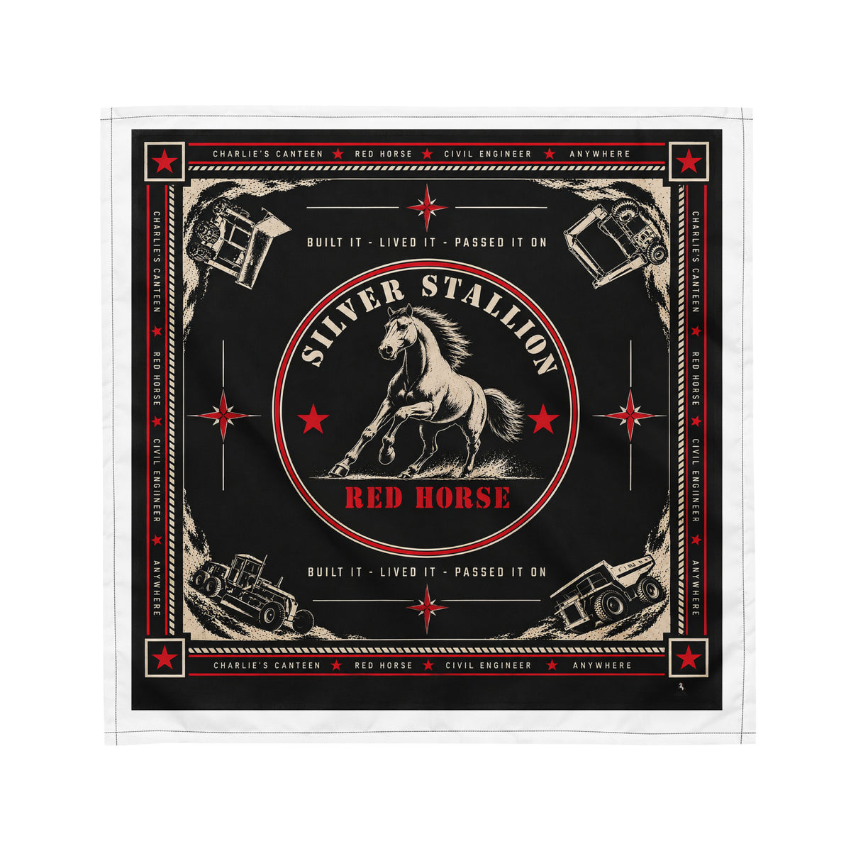 Silver Stallion RED HORSE Bandana product mockup