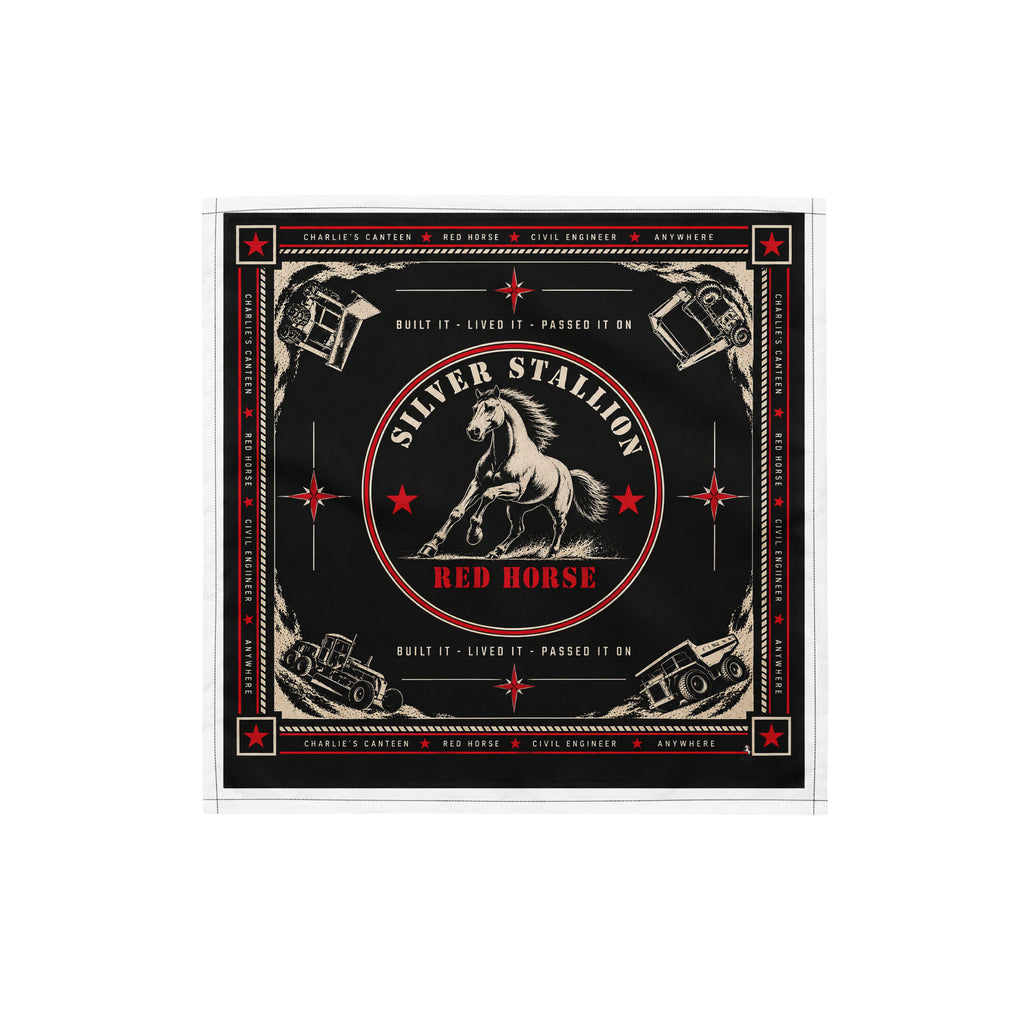 Silver Stallion RED HORSE Bandana product mockup