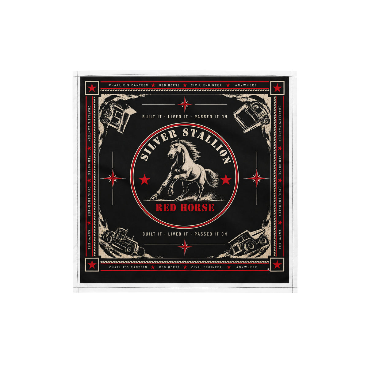 Silver Stallion RED HORSE Bandana product mockup