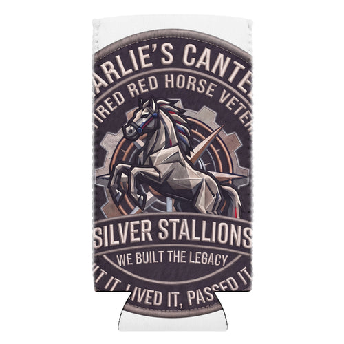 Charlie's Canteen Silver Stallion Can Cooler product mockup