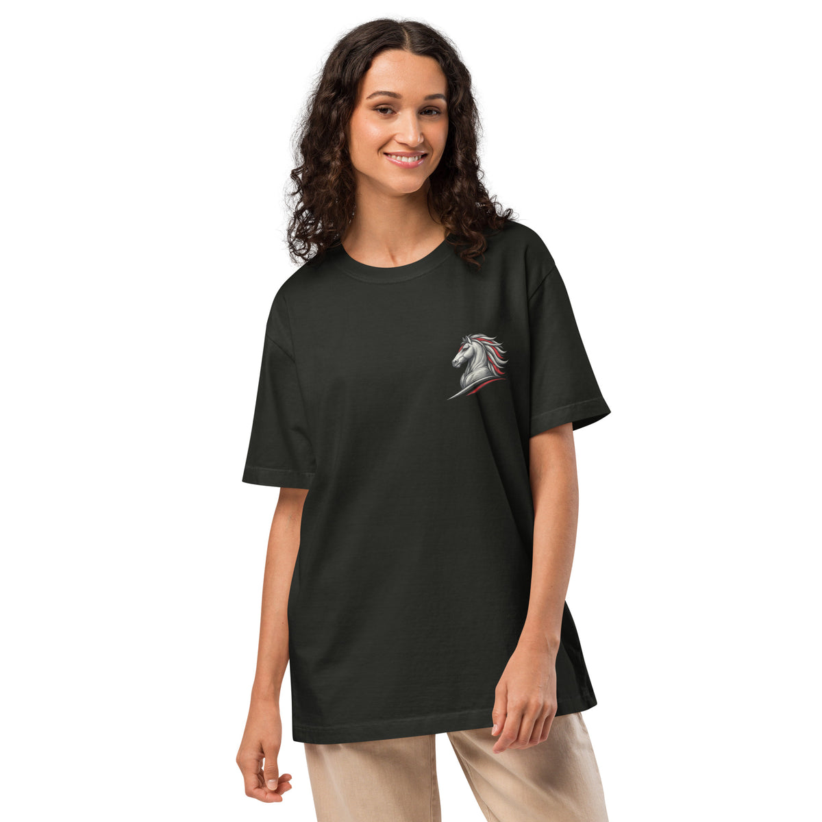 Women's Oversized RED HORSE T-Shirt product mockup