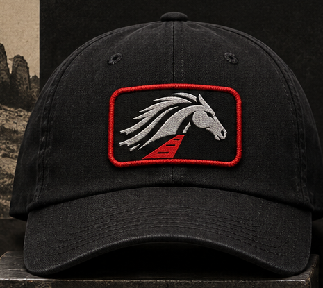Classic 6-Panel hat with silver horse patch